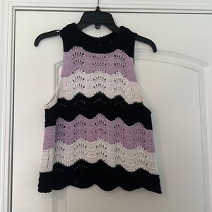 Purple, Black, & White Crochet Top